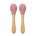 Cucchiaini in Silicone con Bambù - 2pz Deep PINK